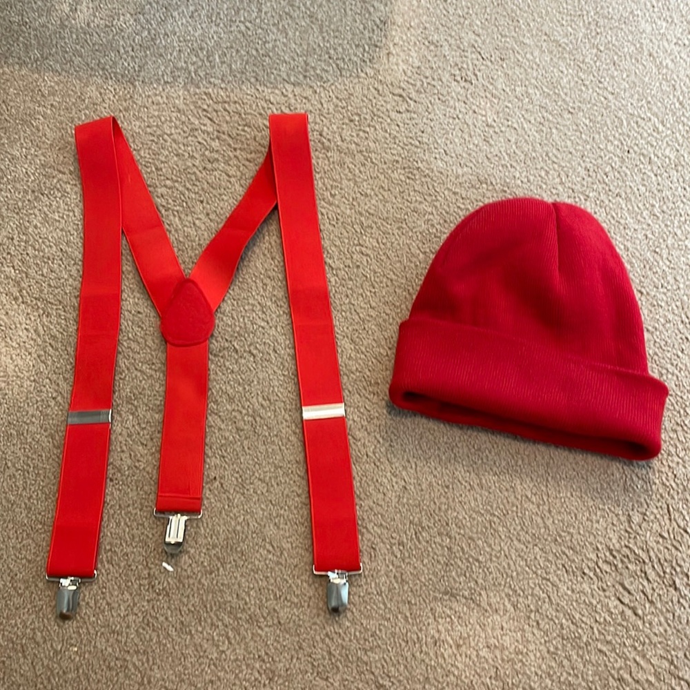 Red Beanie and Suspenders Cheech and Chong Costume